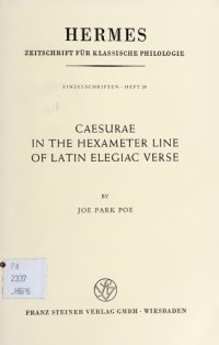 cover of the book Caesurae in the Hexameter Line of Latin Elegiac Verse