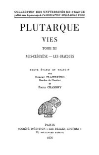 cover of the book Plutarque: Vies. Tome XI: Agis et Cléomène - Les Gracques