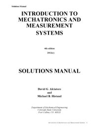 cover of the book Solution Manual to Introduction to Mechatronics and Measurement Systems