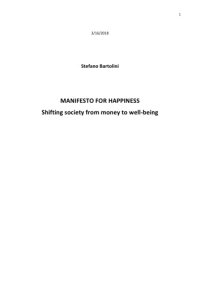 cover of the book MANIFESTO FOR HAPPINESS. Shifting society from money to well-being