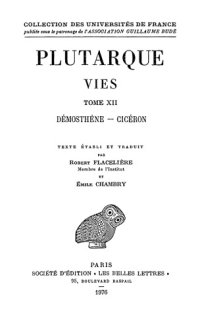 cover of the book Plutarque: Vies, Tome XII: Démosthène - Cicéron