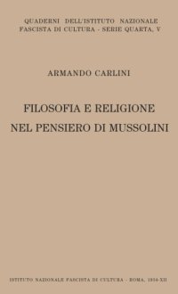 cover of the book Filosofia e religione nel pensiero di Mussolini