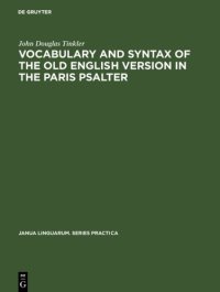 cover of the book Vocabulary and Syntax of the Old English Version in the Paris Psalter: A Critical Commentary