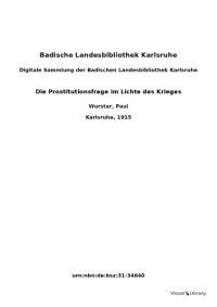 cover of the book Die Prostitutionsfrage im Lichte des Krieges