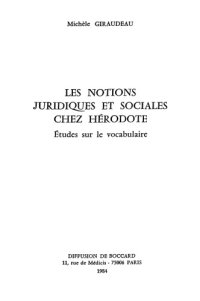 cover of the book Les notions juridiques et sociales chez Hérodote : études sur le vocabulaire