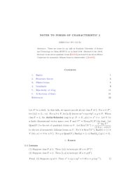 cover of the book Notes to Forms of Characteristic 2