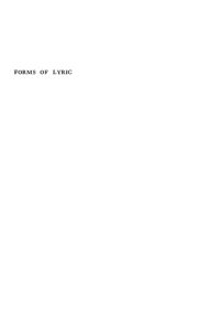 cover of the book Forms of lyric; selected papers from the English Institute.