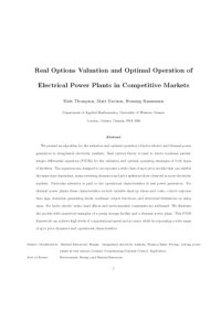 cover of the book Real Options Valuation and Optimal Operation of Electrical Power Plants in Competitive Markets (Good Simulation)