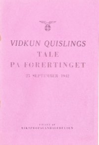 cover of the book Vidkun Quislings tale på førertinget 25 september 1942