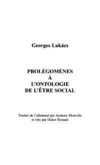 cover of the book Prolégomènes à l’ontologie de l’être social