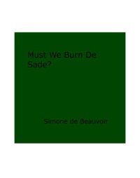 cover of the book Must We Burn Sade?