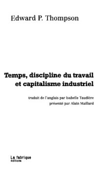 cover of the book Temps, discipline du travail et capitalisme industriel