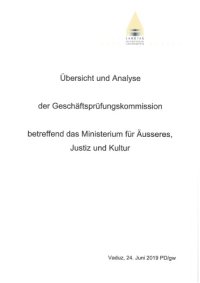 cover of the book Übericht und Analayse der Geschäftsprüfungskommission betreffend das Ministerium für Äusseres, Justiz und Kultur_Liechtenstein