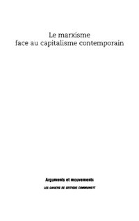 cover of the book Le marxisme face au capitalisme contemporain