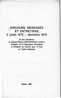 cover of the book Discours, messages et entretiens de Son Excellence le Général-Major Habyarimana Juvénal