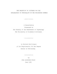 cover of the book The selection of pictures for the exploration of personality by the projection method