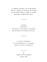 cover of the book A selected annotated list of recordings used as a medium for conveying the stories of four famous operas of Verdi to a tenth grade music appreciation class