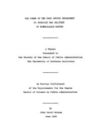 cover of the book The power of the Post Office Department to prohibit the delivery of nonmailable matter