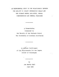 cover of the book An experimental study of the relationship between the ability to impart information orally and the primary mental abilities, verbal comprehension and general reasoning