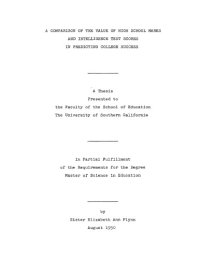 cover of the book A comparison of the value of high school marks and intelligence test scores in predicting college success