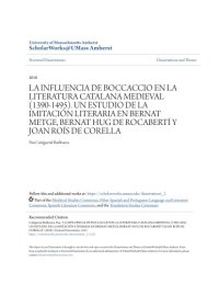 cover of the book La influencia de Boccaccio en la literatura catalana medieval (1390-1495): Un estudio de la imitación literaria en Bernat Metge, Bernat Hug de Rocabertí y Joan Roís de Corella