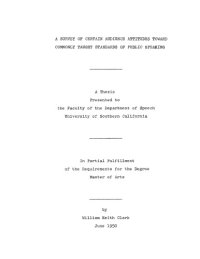 cover of the book A survey of certain audience attitudes toward commonly taught standards of public speaking