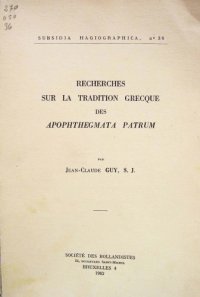 cover of the book Recherches sur la tradition grecque des Apophthegmata Patrum