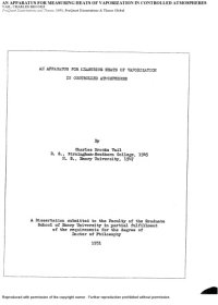 cover of the book An Apparatus for Measuring Heats of Vaporization in Controlled Atmospheres