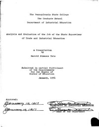 cover of the book ANALYSIS AND EVALUATION OF THE JOB OF THE STATE SUPERVISOR OF TRADE AND INDUSTRIAL EDUCATION