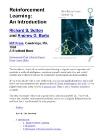 cover of the book Reinforcement Learning - An Introduction