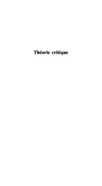 cover of the book Théorie critique : essais