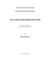 cover of the book Opera del Vocabolario Italiano: Tesoro della Lingua Italiana delle Origini: Stampa di 29.425 voci redatte entro dicembre 2014