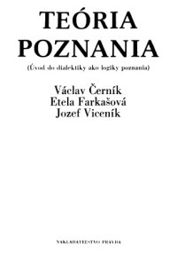 cover of the book Teória poznania : úvod do dialektiky ako logiky poznania