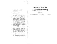 cover of the book Studies in Inductive Logic and Probability