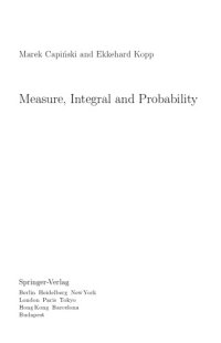 cover of the book Measure, Integral and Probability