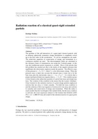 cover of the book Radiation reaction of aclassicalquasi-rigidextended particle