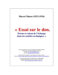 cover of the book Essai sur le don. Forme et raison de l'échange dans les sociétés archaïques