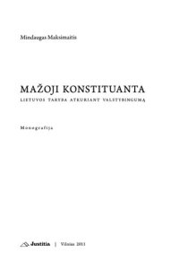 cover of the book Mažoji konstituanta: Lietuvos taryba atkuriant valstybingumą