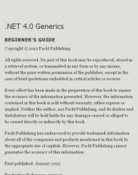 cover of the book .NET Generics 4.0 Beginner's Guide