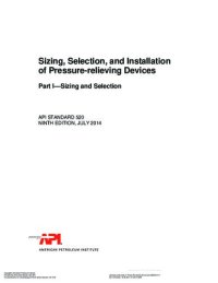 cover of the book API Std 520-1 (2014) PSV Sizing & Selection