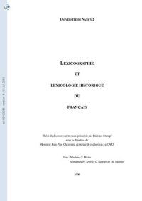 cover of the book Lexicographie et lexicologie historique du français