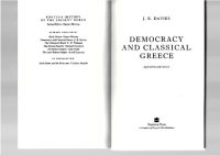 cover of the book Democracy and Classical Greece