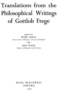 cover of the book Translations from the Philosophical Writings of Gottlob Frege