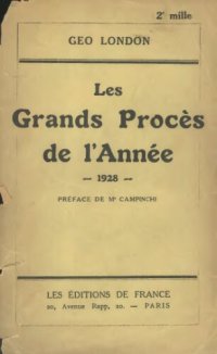 cover of the book Les grands procès de l'année  1928