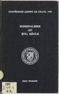 cover of the book Nominalisme au XIVe siècle