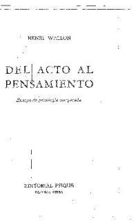 cover of the book DEL ACTO AL PENSAMIENTO. ENSAYOS DE PSICOLOGÍA COMPARADA