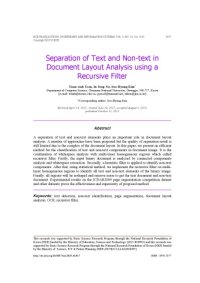 cover of the book Separation of Text and Non-text in Document Layout Analysis using a Recursive Filter