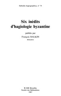 cover of the book Six inédits d’hagiologie byzantine