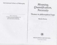 cover of the book Meaning, Quantification, Necessity: Themes in Philosophical Logic