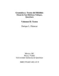 cover of the book Gramática y textos del hñöñhö : otomí de San Ildefonso Tultepec, Querétaro Vol. 2, Textos.